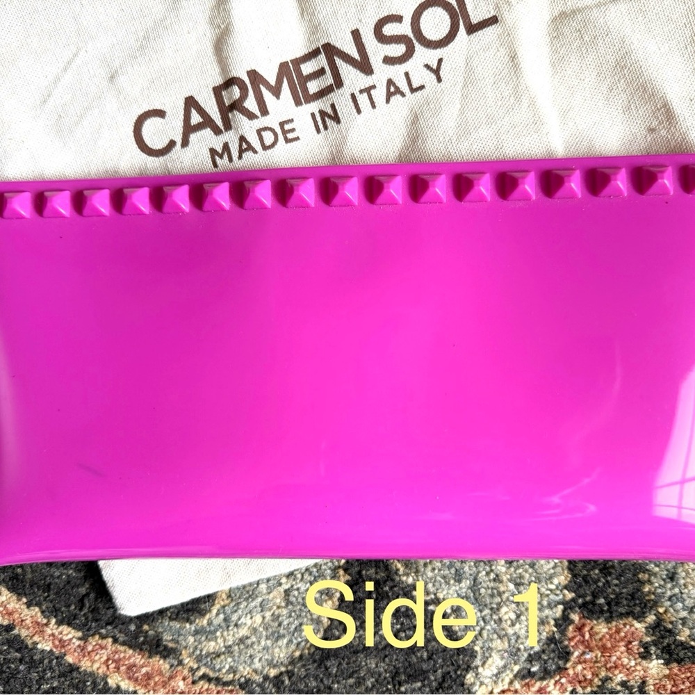 CARMENSOL Fuschia Julian Pochette Hot Pink Studded Jelly Clutch